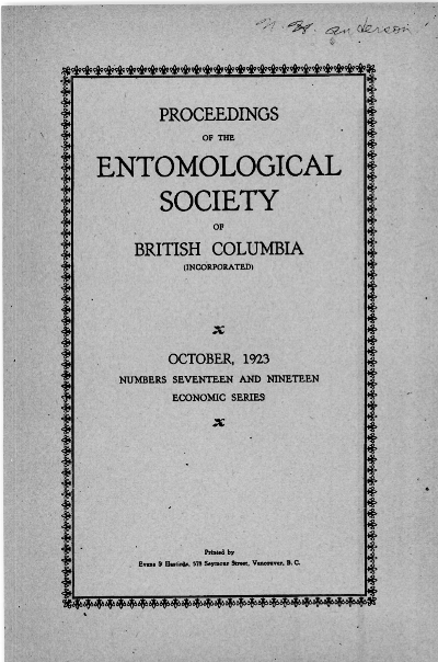 					View Vol 17 & 19 (1923): Proceedings of the Entomological Society of British Columbia
				