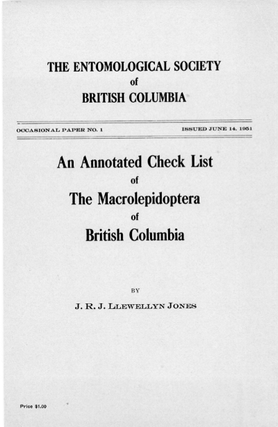 					View No. 1 (1951): Occasional Paper (Entomological Society of British Columbia)
				