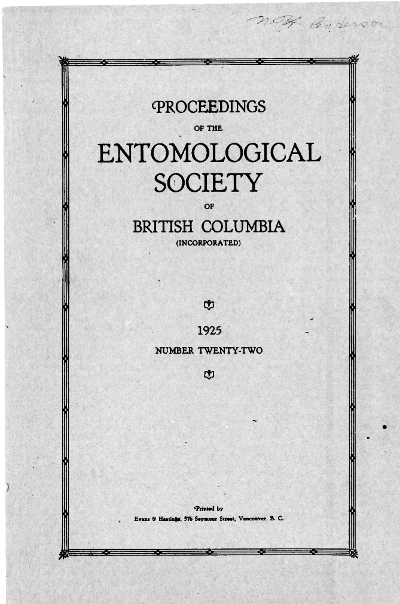 					View Vol. 22 (1924): Proceedings of the Entomological Society of British Columbia
				