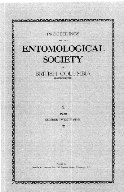 					View Vol. 25 (1928): Proceedings of the Entomological Society of British Columbia
				