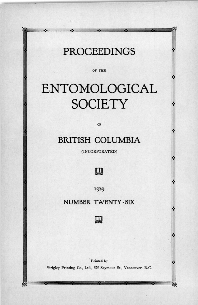 					View Vol. 26 (1929): Proceedings of the Entomological Society of British Columbia
				