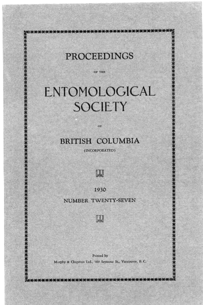 					View Vol. 27 (1930): Proceedings of the Entomological Society of British Columbia
				