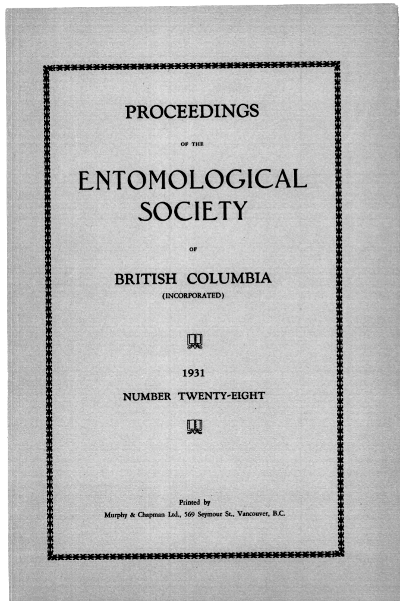 					View Vol. 28 (1931): Proceedings of the Entomological Society of British Columbia
				