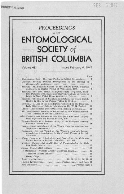 					View Vol. 43 (1947): Proceedings of the Entomological Society of British Columbia
				