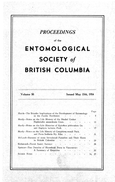 					View Vol. 50 (1954): Proceedings of the Entomological Society of British Columbia
				