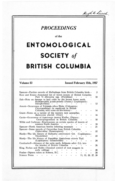 					View Vol. 53 (1957): Proceedings of the Entomological Society of British Columbia
				