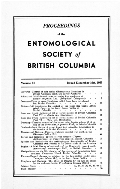 					View Vol. 54 (1957): Proceedings of the Entomological Society of British Columbia
				