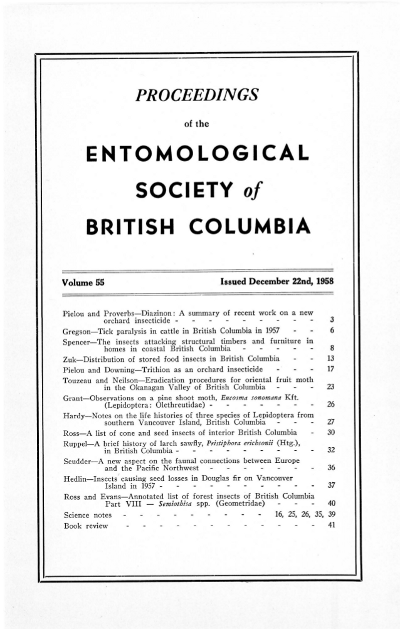 					View Vol. 55 (1958): Proceedings of the Entomological Society of British Columbia
				