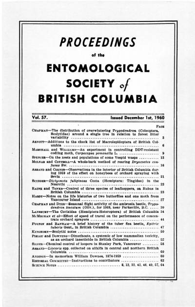 					View Vol. 57 (1960): Proceedings of the Entomological Society of British Columbia
				