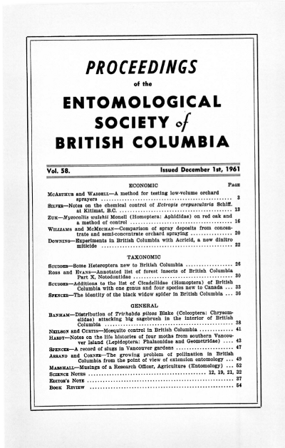 					View Vol. 58 (1961): Proceedings of the Entomological Society of British Columbia
				