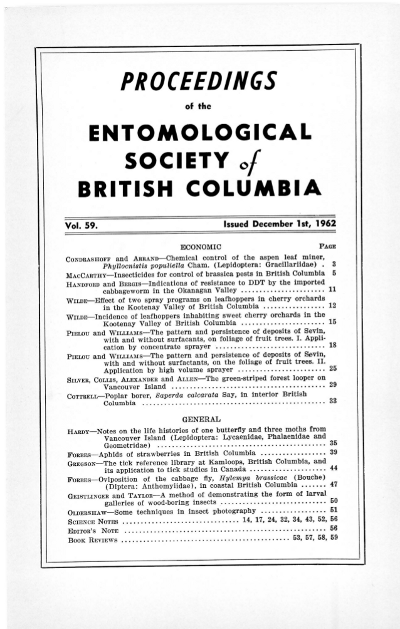 					View Vol. 59 (1962): Proceedings of the Entomological Society of British Columbia
				
