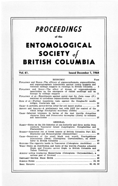 					View Vol. 61 (1964): Proceedings of the Entomological Society of British Columbia
				