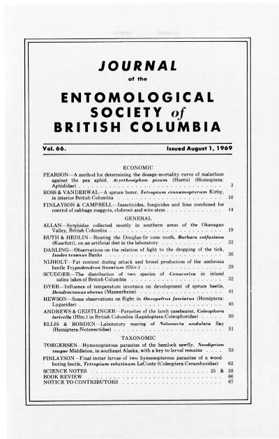 					View Vol. 66 (1969): Journal of the Entomological Society of British Columbia
				