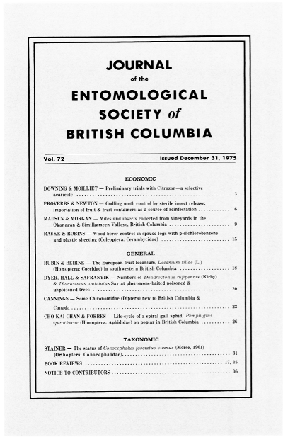 					View Vol. 72 (1975): Journal of the Entomological Society of British Columbia
				