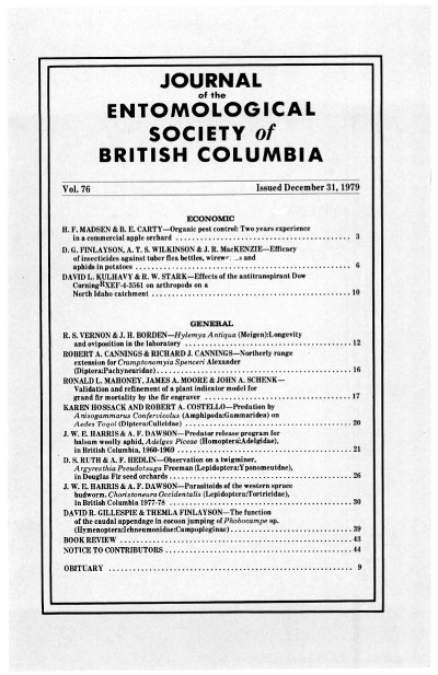 					View Vol. 76 (1979): Journal of the Entomological Society of British Columbia
				