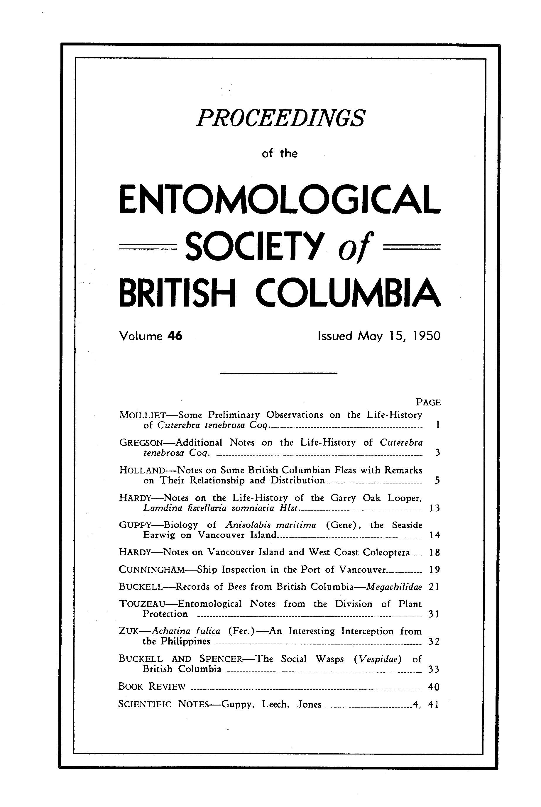 					View Vol. 46 (1950): Proceedings of the Entomological Society of British Columbia
				